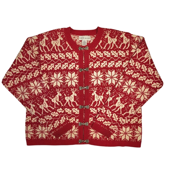 croft & barrow Sweaters - Nordic Style Sweater Kofte Silk Blend Croft & Barrow Women's L Holiday Red White